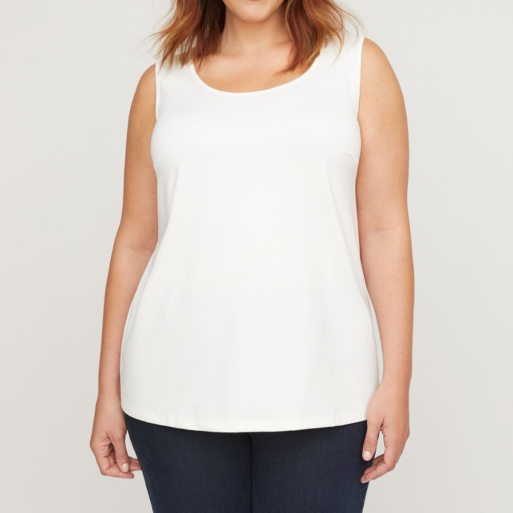 Catherines Womens 4X Top Ivory White Office Tank Plus Size Petite 32WP